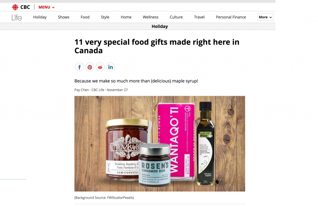 CBC - 11 very spevial food gifts made right here in canada 2018 - fermented garlic scape oil